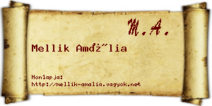 Mellik Amália névjegykártya